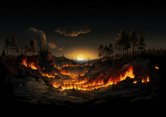 Fire Burning in a Forest