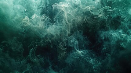 Emerald Enchantment: Hypnotic Billows of Green Smoke on Bold Black Background, Exuding Elegance and Intrigue.