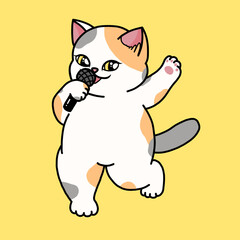 Cartoon cat idol singing character clipart