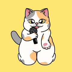 Cartoon cat idol singing character clipart