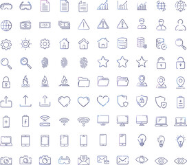 90 line icon set related to business