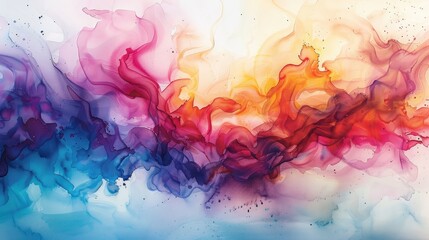 Radiant Watercolor Flow: Exploring the Vibrant Symphony of Abstract Waves.