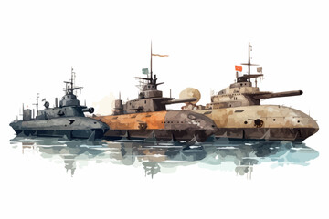 Fototapeta premium watercolor Destroyers these are fast heavily armed warships
