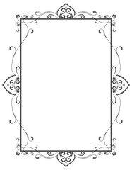 vintage border Black abstract flowers, thin lines, for wedding cards, invitations.