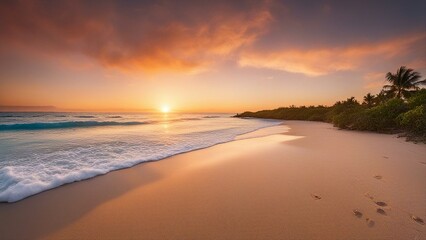 sunset on the beach a sunset on the beach in tropical land 