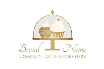Bakery Logo with Gold Cupcake Holder