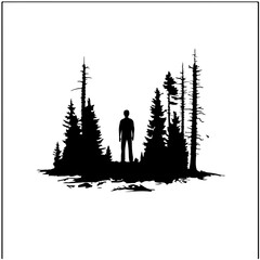 Dark Forest Man Standing