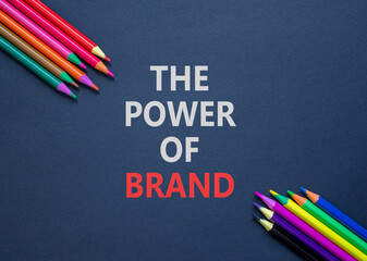The power of brand symbol. Concept words The power of brand on beautiful black paper. Beautiful...