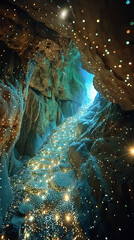 Glow worm cave in New Zealand Cueva con gusanos brillanes en Nueva Zelanda,generative ai