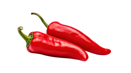 Fotobehang  Red chili peppers isolated on transparent background. © al