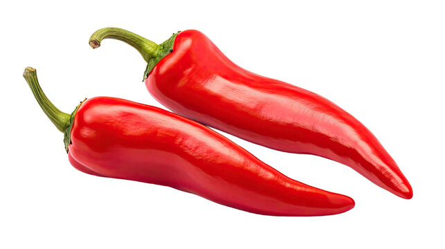 Red chili peppers isolated on transparent background.