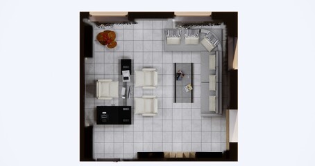Office interior plan
CEO takes 3D rendering