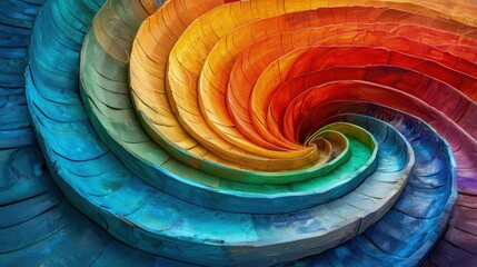 Rainbow Clay Spiral Masterpiece: Abstract Clay Background with Mesmerizing Rainbow Spiral.