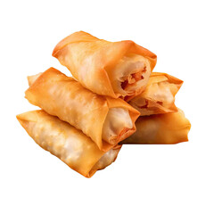  Spring rolls, Snacks, isolated on transparent background. Generative AI.