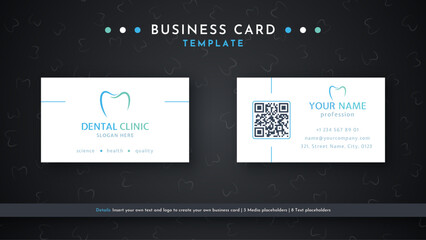 Dental Business Card Template. Professional Design For Your Company. Visual brand identification