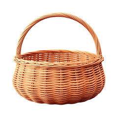 Obraz premium Straw wicker classic retro basket isolated on white or transparent background