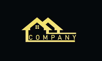 Modern home real estate logo template  building. House Abstract Real Estate Countryside Logo Design Template for Company. Building Vector Silhouette. key gold Colour