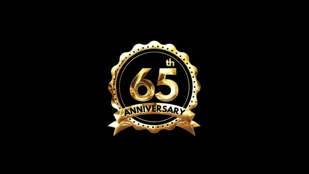 65th Anniversary luxury Gold Animation. Greeting for the 65th Anniversary. Luxurious Animation Celebrating 65 Years of Excellence