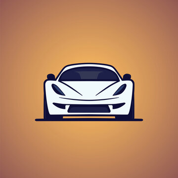 White car icon. Front view. Vector illustration