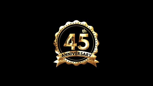 45th Anniversary luxury Gold Animation. Greeting for the 45th Anniversary. Luxurious Animation Celebrating 45 Years of Excellence