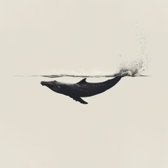 A whale in the water. A majestic whale gracefully glides through the tranquil waters, its silhouette resembling that of a dolphin, in this stunning marine mammal drawing. 