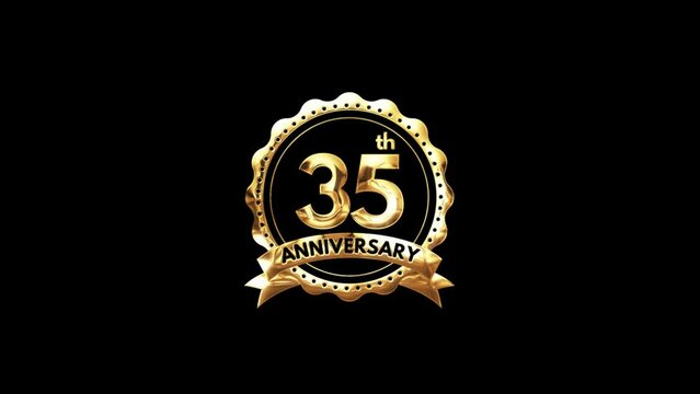  35th Anniversary luxury Gold Animation. Greeting for the 35th Anniversary. Luxurious Animation Celebrating 35 Years of Excellence