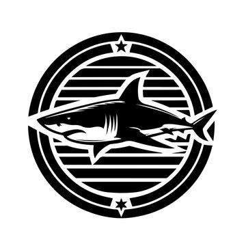 Great White Shark Vector Logo Art