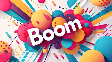 Foto op Plexiglas Explosive 3D Boom Comic Text Effect Template. Dynamic and Vibrant Pop Art Style for Attention-Grabbing Graphic Designs © pvl0707