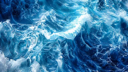 Fototapeten Blue ocean waves with white foam, capturing the powerful and serene beauty of the sea in a dynamic and refreshing nature scene © Jahid