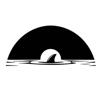 Shark dorsal fin cutting through calm waters Vector Logo Art