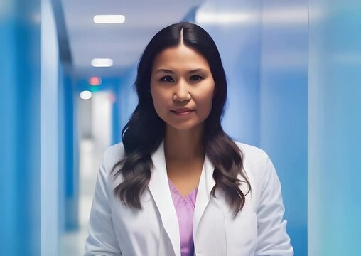 A native indigenous woman as a healthcare or lab worker in a white lab coat