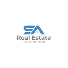 Professional and creative initial letter SA real estate vector logo design template, Use for construction, building, property management, architecture business or company branding