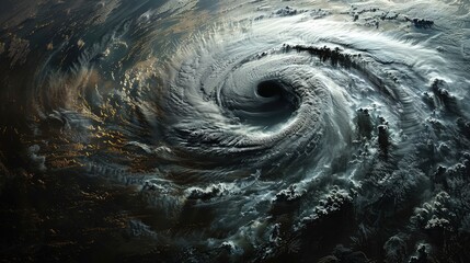 Tempestuous Fury: Satellite View of a Massive Cyclonic Storm. - obrazy, fototapety, plakaty