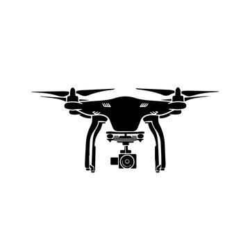 Drone With Camera Logo Monochrome Design Style