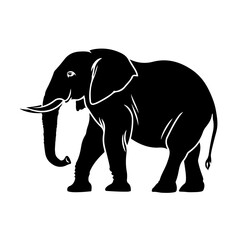 Elephant Silhouette Logo Monochrome Design Style
