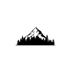 Forest Mountain Design Logo Monochrome Design Style