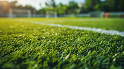 Fresh green grass for football sport, football field, soccer field, team sport texture. soccer field for banner design - obrazy, fototapety, plakaty