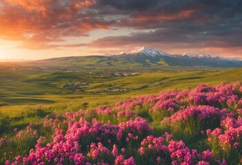 sunset in the mountains