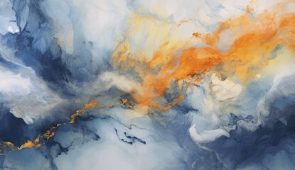 Abstract Painting With Orange and Blue Colors