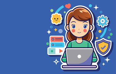 Cute Software Developer Girl illustration vector design