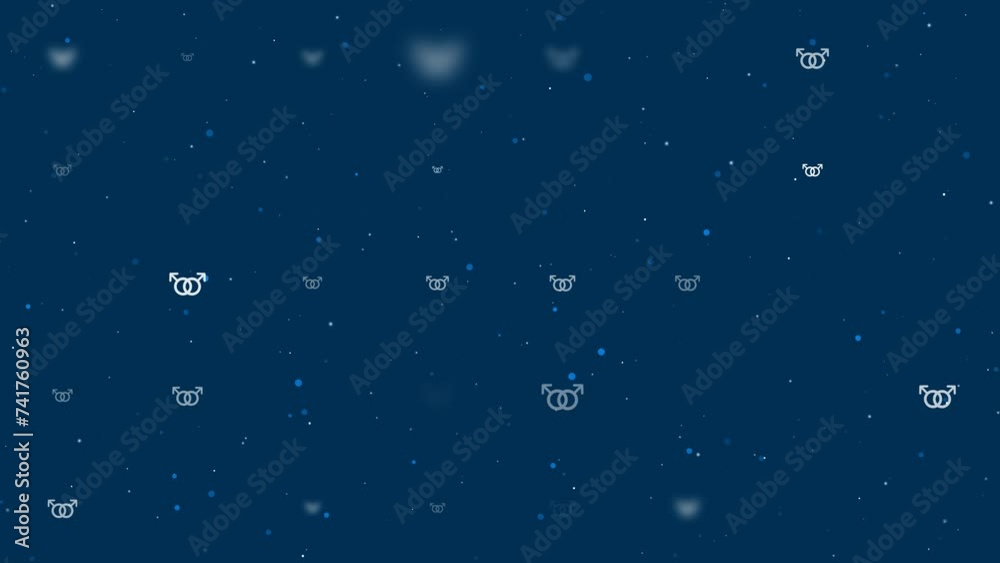 Poster template animation of evenly spaced homosexual symbols of different sizes and opacity. animation of 