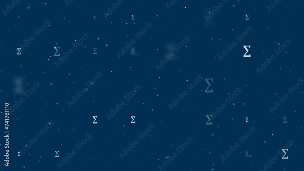 Poster template animation of evenly spaced sigma symbols of different sizes and opacity. animation of trans