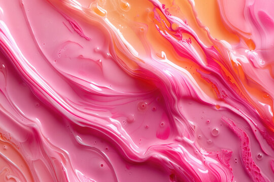 creamy pink texture of smooth curves, light waves with bulbs, glossy highlight on the background