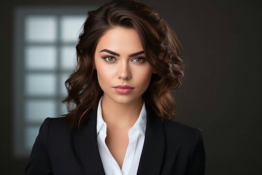 Mujer Empresaria Atractiva sensual con maquillaje profesional y blazer