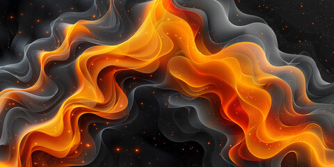 Orange and black wavy 3D generative background.