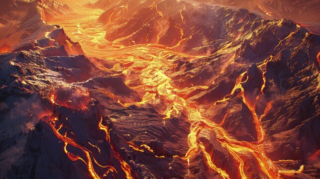 Flowing River of Molten Lava: Nature's Fiery Elegance