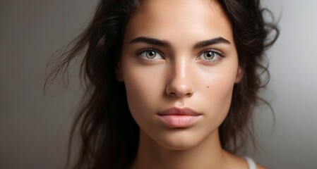 Naklejka premium Retrato de mujer joven con la piel lisa
