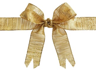 Beautiful Gold Bow Isolated on White Background. Elegant Design Element for Stylish Wrapping and Festive Celebrations