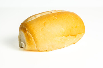 Brazilian Pão Francês, traditional bread also known as 'french bread', isolated on a white background