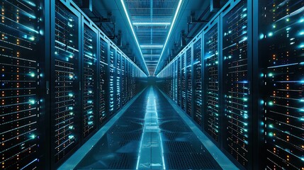 Obraz premium The Heart of Technology: Inside the Server Room